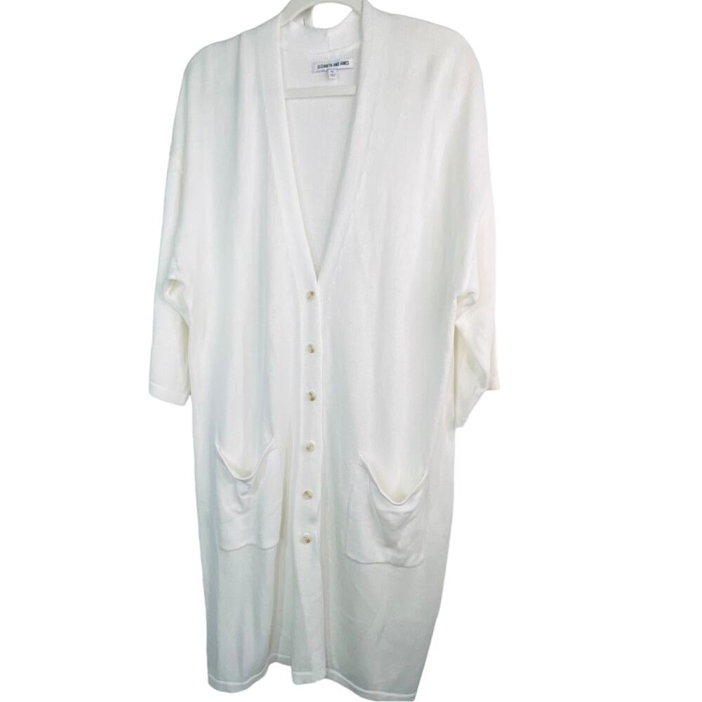 Elizabeth and James White Knit long Cardigan Size XL